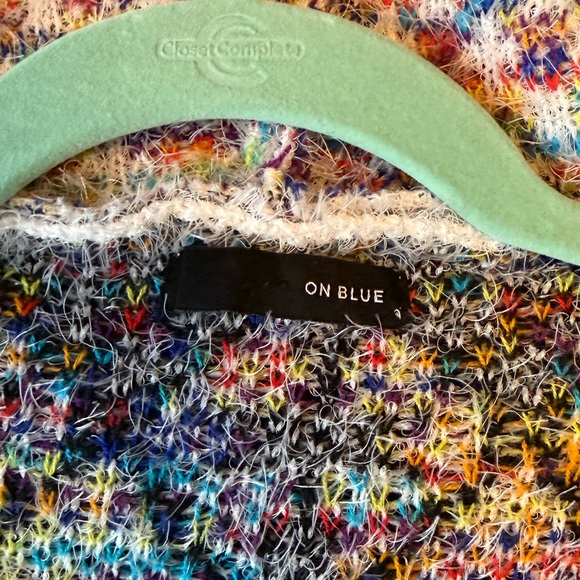 Anthropologie On Blue Hooded Duster Cardigan Colorful Diamond Pattern Knit - Picture 7 of 9